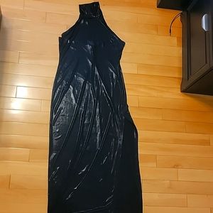 Norma Kamali long halter high neck dress